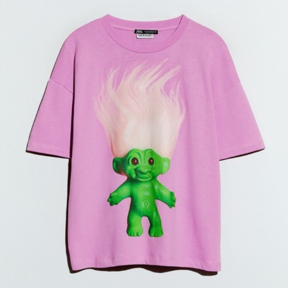 ZARA Special Edition Trolls Pink Oversized Graphic T-Shirt 🩷